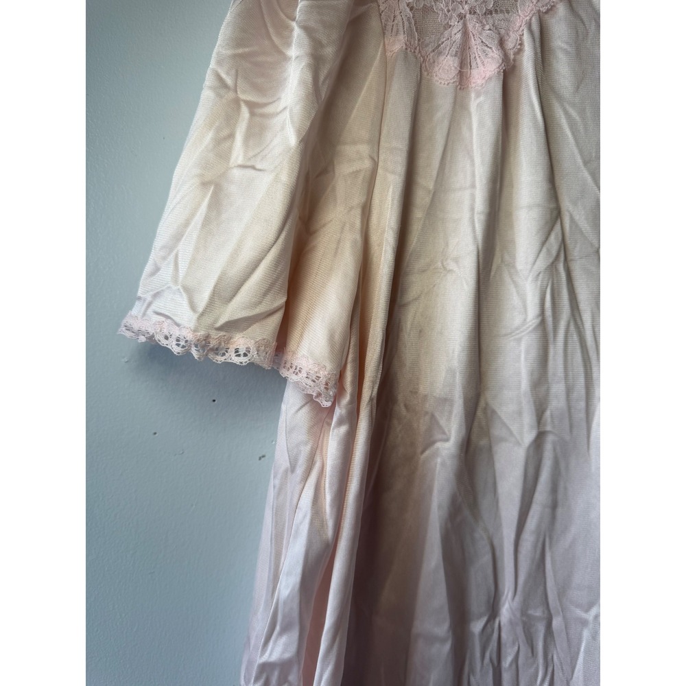 Vintage Vanity Fair Pink Lace Bed Top Short Sleeve Button Front Sleepwear M - Picture 6 of 12